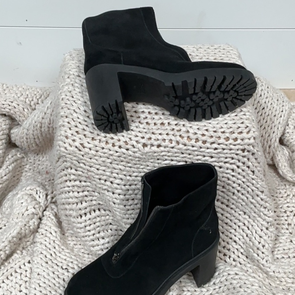 PAIGE Black Heeled Boots with Chunky Block Heel Brianne